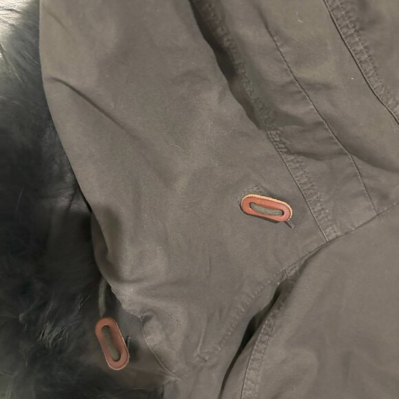 Mr. and Mrs Italy Real Fur Lined Army Green Parka Jacket XS - Picture 10 of 11